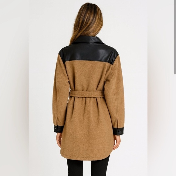 LAMARQUE Tan Black Zosia Belted Shacket/SMALL - Picture 2 of 10